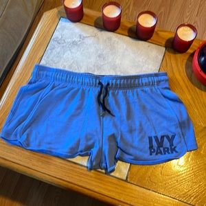 Woman’s large blue Ivy park wide band draw string short shorts